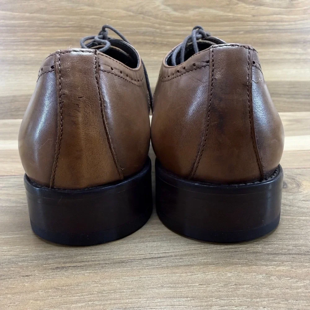 Too Boot New York Derby Medallion Mens‎ 8.5 Brown Leather Dress Shoes